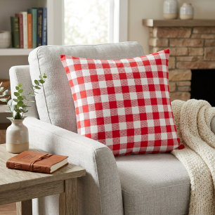 Klassisches Rot-Weiß-Gingham-Karo Kissen
