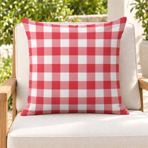 Klassisches Rot-Weiß-Gingham-Karo Kissen
