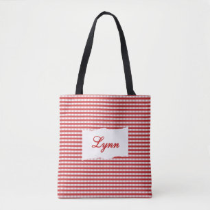 Klassisches Rot-Weiß Gingham   Personalisierter Na