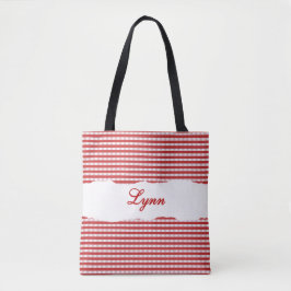 Klassisches Rot-Weiß-Gingham | Personalisierter Na