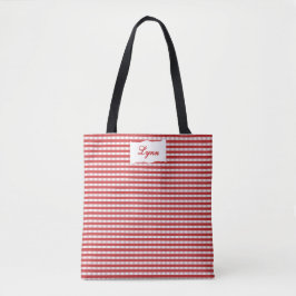 Klassisches Rot-Weiß-Gingham | Personalisierter Na