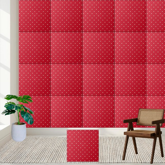 Klassisches Rot-Weiß-Polka-Punktmuster Fliese (Classic Red and White Polka Dot Pattern Ceramic Tile)