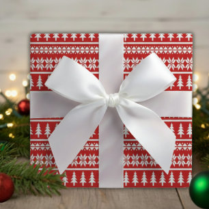 Klassisches Rot-Weiß-Weihnachtsbaum Streifen Muste Geschenkpapier