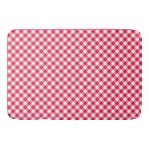 Klassisches rot-weißes Gingham-Muster Rustikal Badematte