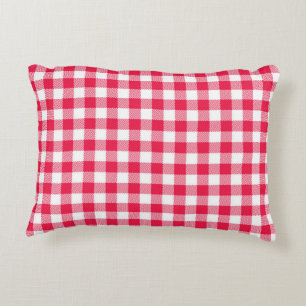 Klassisches rot-weißes Gingham-Muster Rustikal Dekokissen