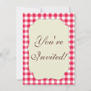 Klassisches rot-weißes Gingham-Muster Rustikal Einladung