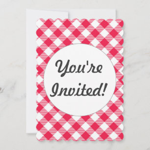 Klassisches rot-weißes Gingham-Muster Rustikal Einladung