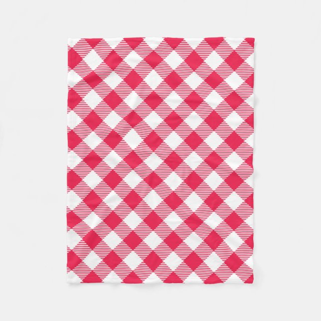 Klassisches rot-weißes Gingham-Muster Rustikal Fleecedecke (Vorderseite)