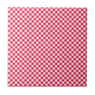 Klassisches rot-weißes Gingham-Muster Rustikal Fliese