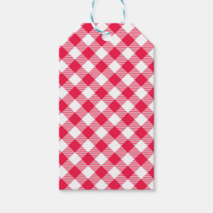 Klassisches rot-weißes Gingham-Muster Rustikal Geschenkanhänger
