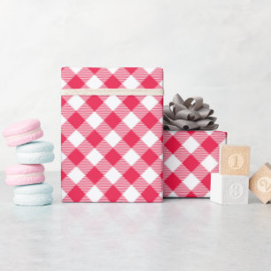 Klassisches rot-weißes Gingham-Muster Rustikal Geschenkpapier