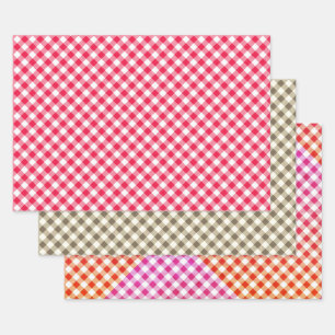 Klassisches rot-weißes Gingham-Muster Rustikal Geschenkpapier Set