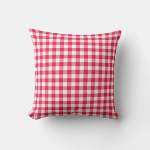 Klassisches rot-weißes Gingham-Muster Rustikal Kissen