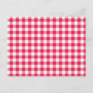 Klassisches rot-weißes Gingham-Muster Rustikal Postkarte