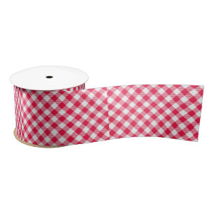 Klassisches rot-weißes Gingham-Muster Rustikal Satinband