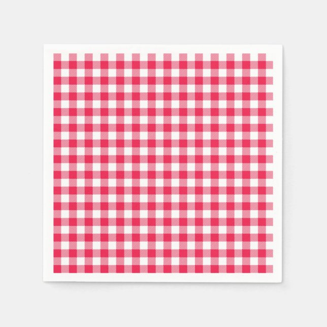 Klassisches rot-weißes Gingham-Muster Rustikal Serviette (Vorderseite)