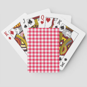 Klassisches rot-weißes Gingham-Muster Rustikal Spielkarten