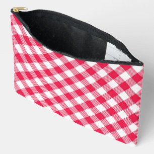 Klassisches rot-weißes Gingham-Muster Rustikal Zubehörtasche
