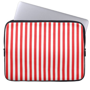 Klassisches rot-weißes vertikales Streifenmuster Laptopschutzhülle