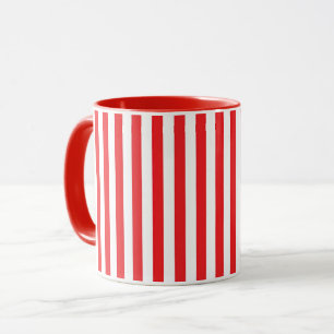 Klassisches rot-weißes vertikales Streifenmuster Tasse