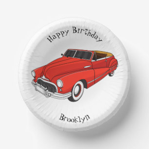 Klassisches rotes Auto von 1948 Pappteller
