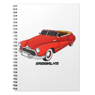 Klassisches rotes Automobil von 1948 Notizblock