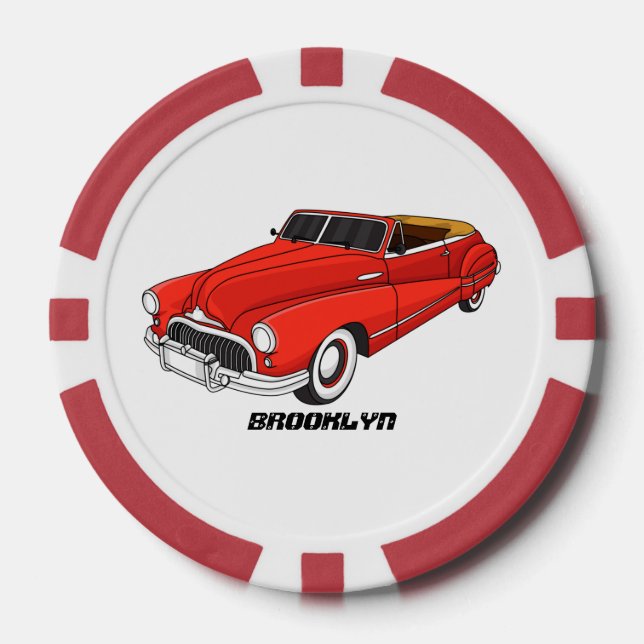 Klassisches rotes Automobil von 1948 Pokerchips (Vorderseite)