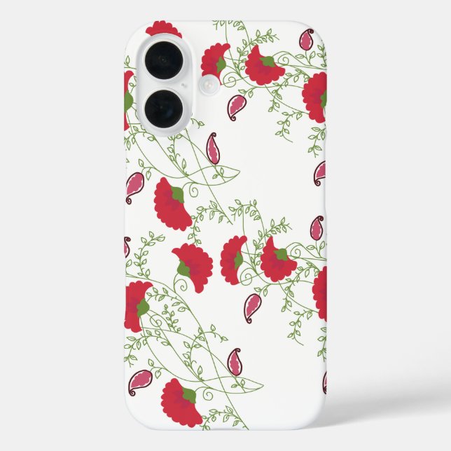 Klassisches rotes Blumen- und Paisleymuster iPhone Case-Mate iPhone Hülle (Rückseite)