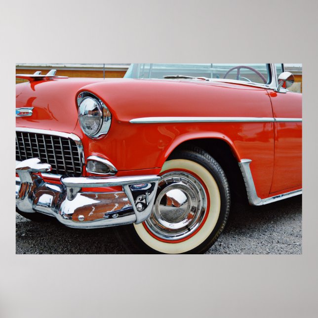 Klassisches rotes Cabrio Bel Air Oldtimer Poster (Vorne)