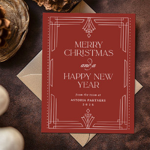 Klassisches rotes Deco Elegante Firmenweihnachts Feiertagspostkarte
