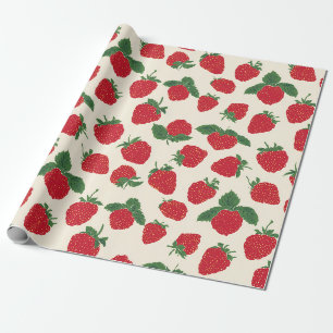 Klassisches rotes Erdbeermuster-Wrap-Papier Geschenkpapier