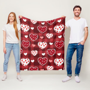 Klassisches rotes Herz-Valentinstag mit Doodle-Sti Fleecedecke