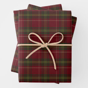 Klassisches rotes Karo-Weihnachten Geschenkpapier Set