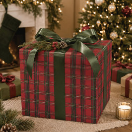 Klassisches rotes Karo-Weihnachtspapier Geschenkpapier