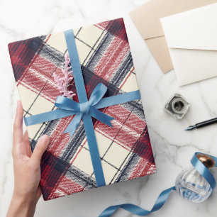 Klassisches rotes Marine-Erbe-Tartan-Karomuster Geschenkpapier