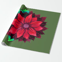 KLASSISCHES ROTES POINSETTIA Packpapier