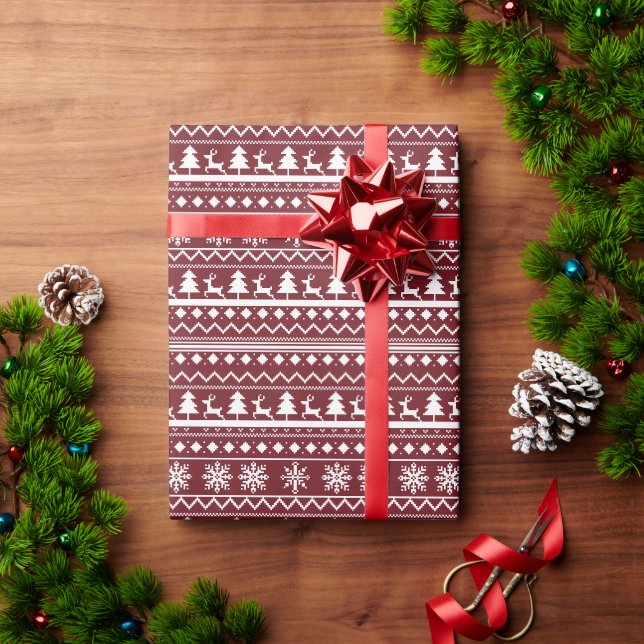 Klassisches rotes Weihnachtsfest-Christmas-Pullove Geschenkpapier (Feiertagsgeschenk)