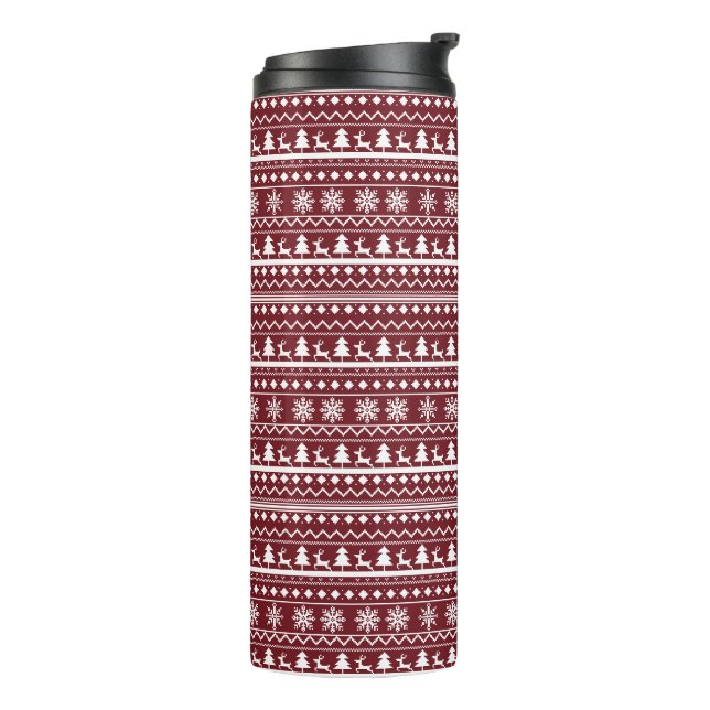 Klassisches rotes Weihnachtsfest-Christmas-Pullove Thermosbecher (Nach links gedreht)