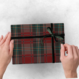 Klassisches Rotes Weihnachtsfest - Karierter Strei Geschenkpapier