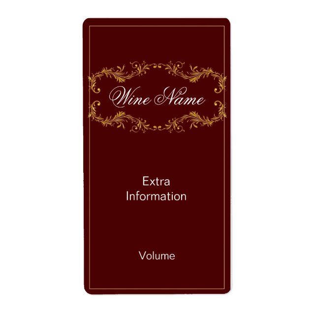 Klassisches Rotes Weinetikett (Vorne)