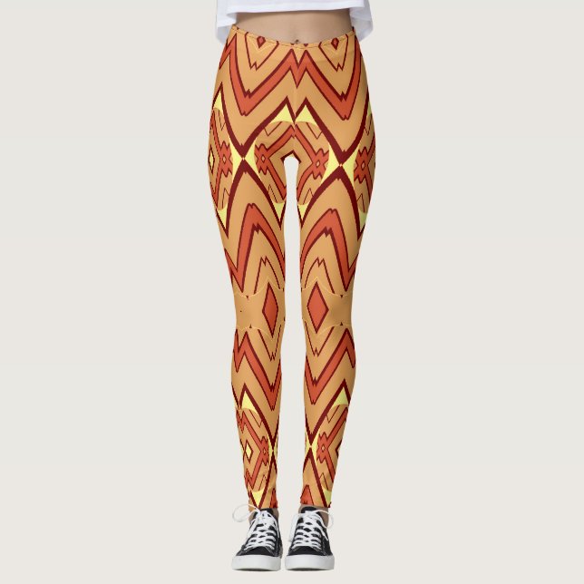 Klassisches rotes Zickzack-Muster "Ratti_Creative_ Leggings (Vorderseite)