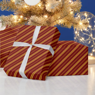 Klassisches Rotgelbe Schulstreifen-Muster Geschenkpapier