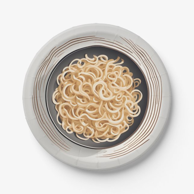 Klassisches Round-Stickers-Noodle-Design Pappteller (Vorderseite)