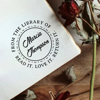 Klassisches Round Typografy Script Library-Buchzei Permastempel