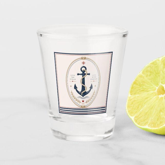 Klassisches Sailorcore-Nautisches Schnapsglas (Vorderseite)
