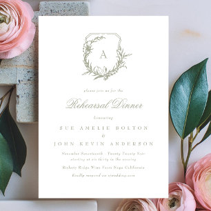 klassisches Salbei-Monogramm-Wappen-Probe Einladung