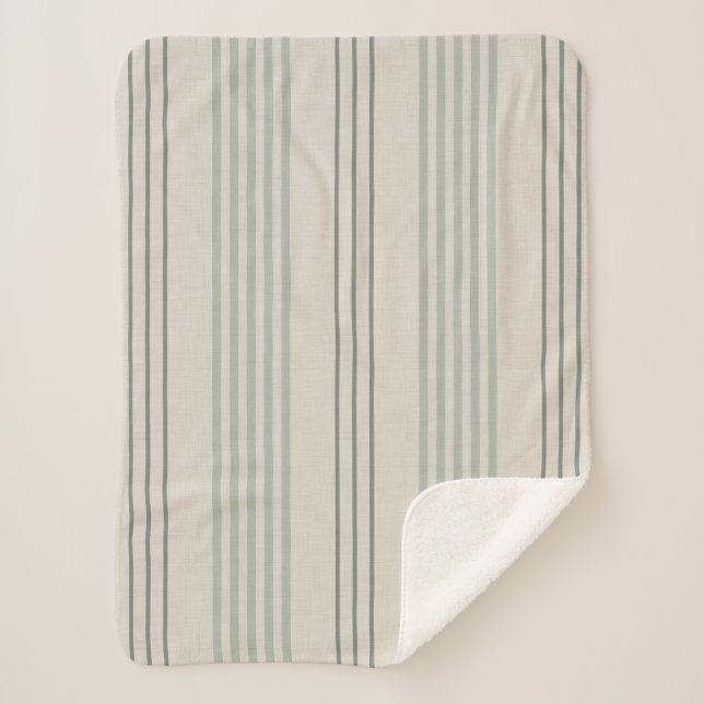 Klassisches Salbeigrün gestreift Sherpadecke (Vorderseite)