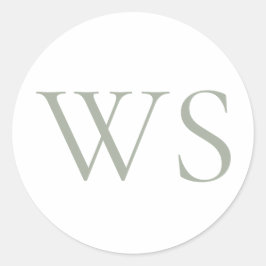 Klassisches Salbeigrünes Monogramm-Versiegelungssi Runder Aufkleber