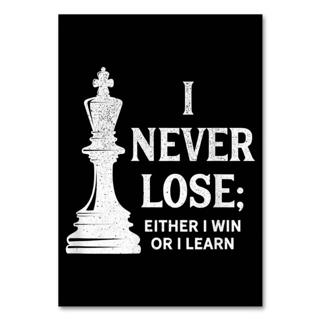 Klassisches Schachdesign, ich verliere nie; ich ge Tischnummer (Vorderseite)