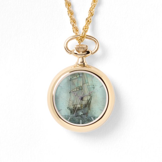 Klassisches Schiff (blau) Armbanduhr (Vorderseite)